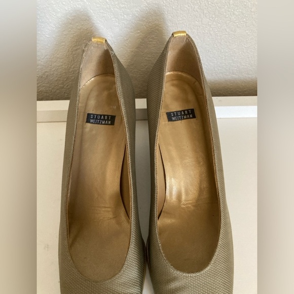 STUART WEITZMAN Beige Taupe Square Toe Heels Womens 8B - Picture 2 of 7